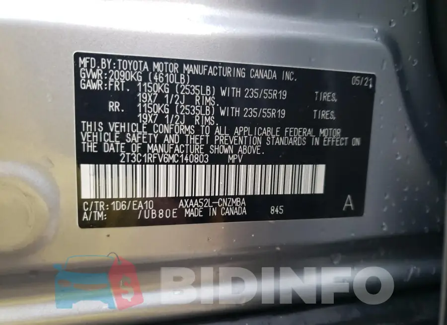 2T3C1RFV6MC140803 Photo# 13