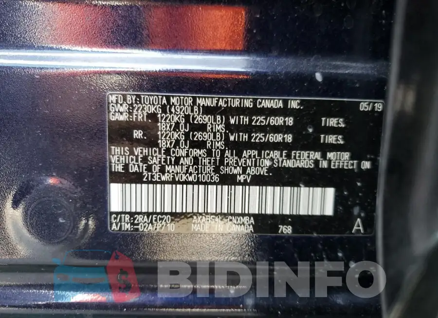 2T3EWRFV0KW010036 Photo# 13