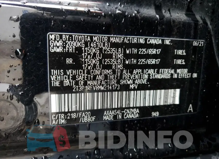 2T3P1RFV8MW214173 Photo# 14
