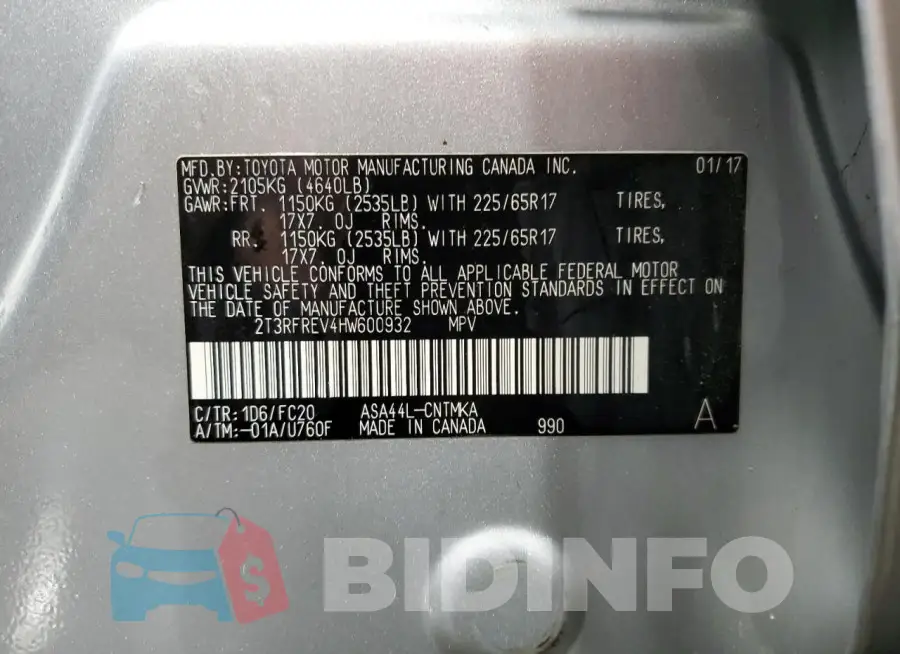 2T3RFREV4HW600932 Photo# 12