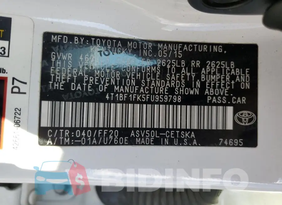 4T1BF1FK5FU959798 Photo# 12