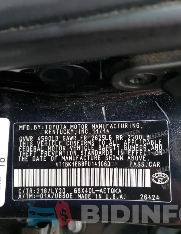 4T1BK1EB8FU141060 Photo# 7