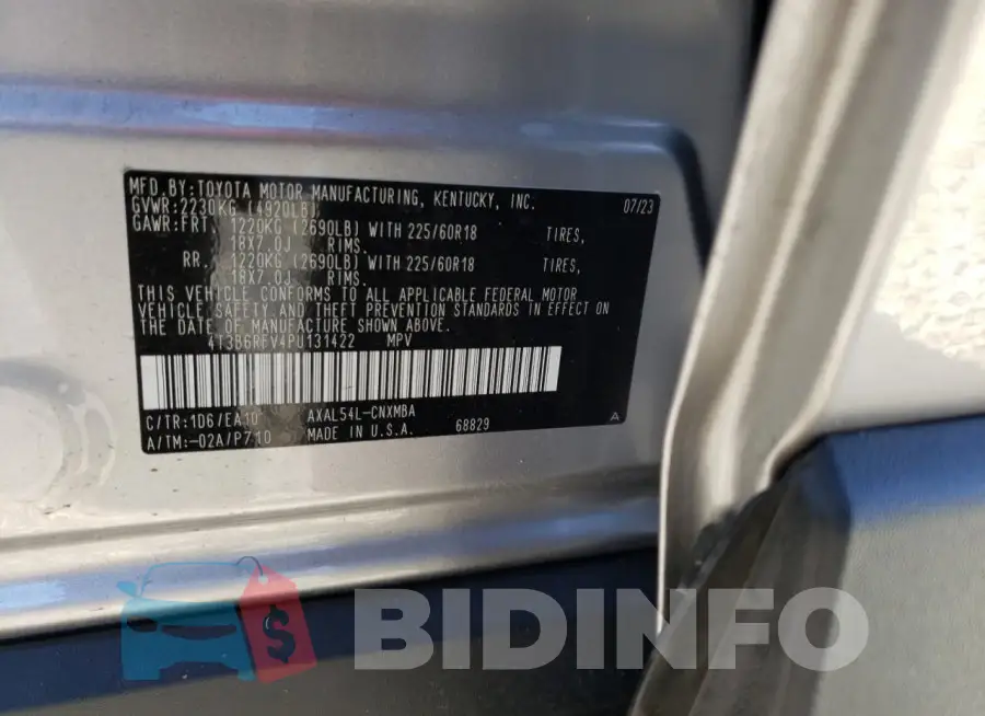 4T3B6RFV4PU131422 Photo# 13