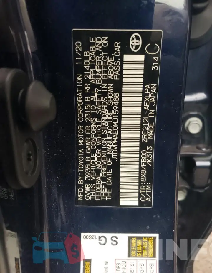 JTDVPMAE0MJ159488 Photo# 12