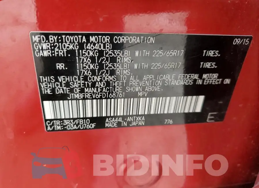JTMBFREV6FD168761 Photo# 13