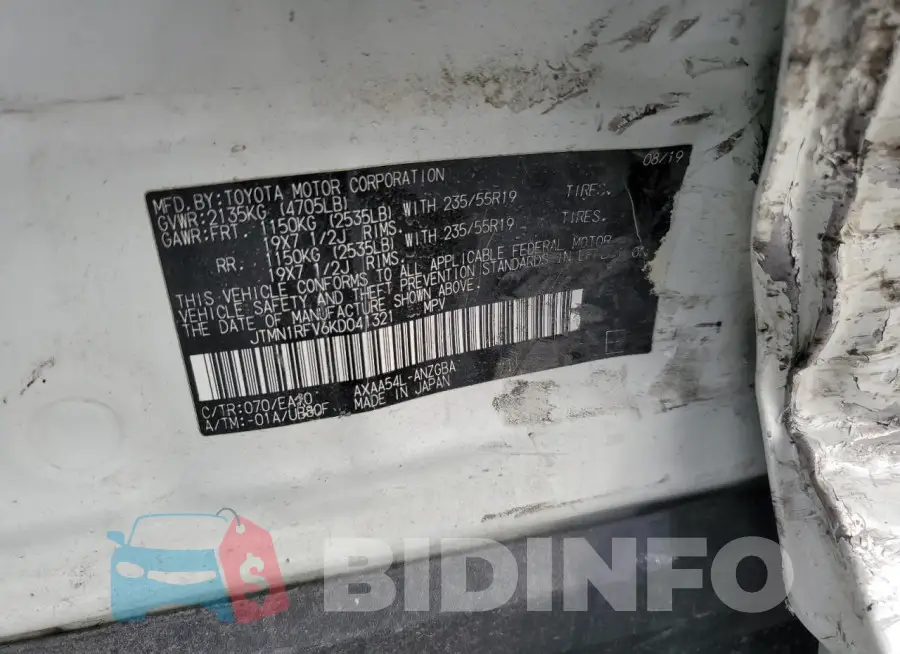 JTMN1RFV6KD041321 Photo# 12