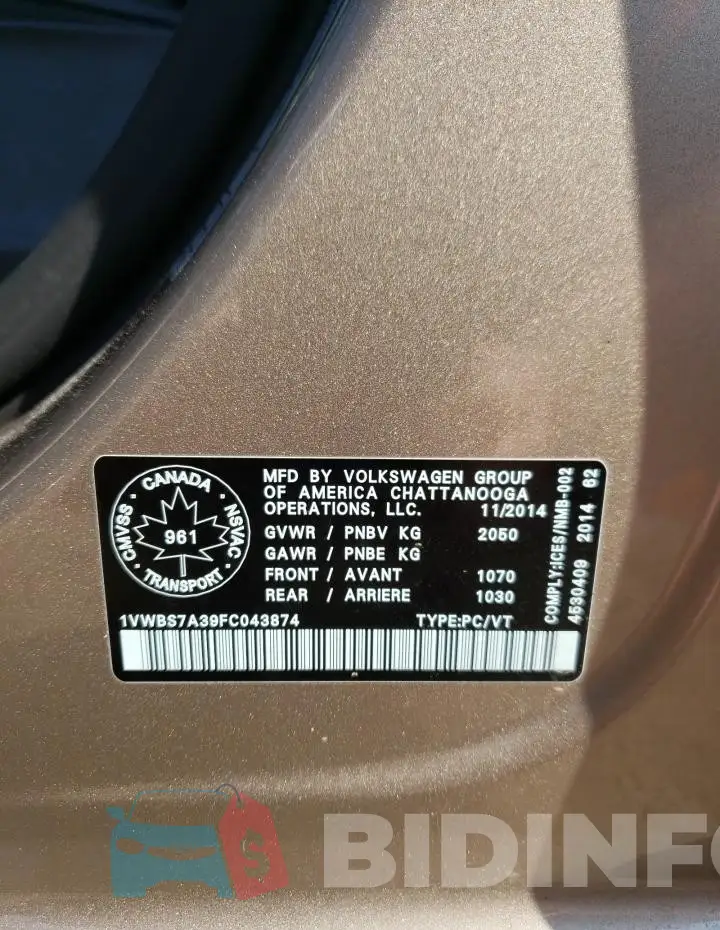 1VWBS7A39FC043874 Photo# 13