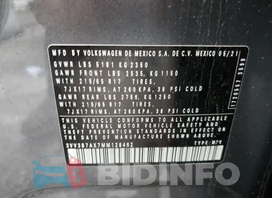 3VV3B7AX7MM128462 Photo# 13