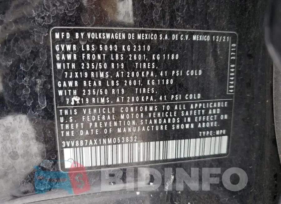 3VV8B7AX1NM053832 Photo# 12