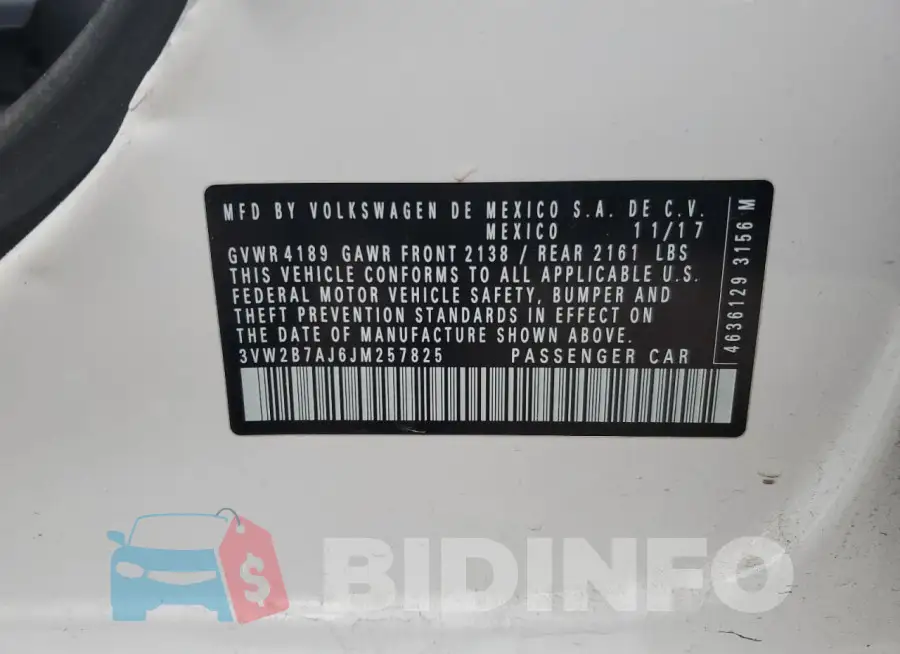3VW2B7AJ6JM257825 Photo# 12