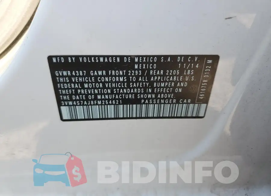 3VW4S7AJ8FM254621 Photo# 12