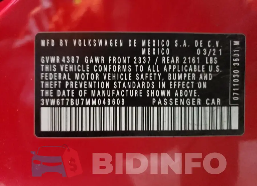 3VW6T7BU7MM049609 Photo# 12
