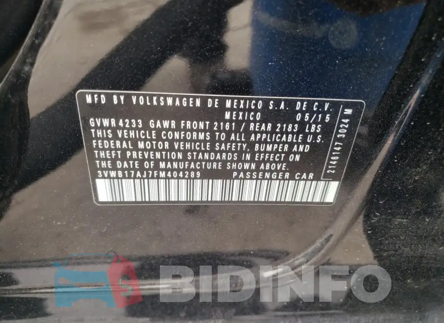 3VWB17AJ7FM404289 Photo# 12
