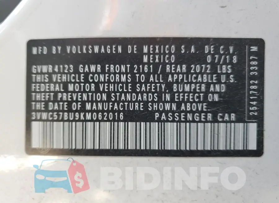 3VWC57BU9KM062016 Photo# 12