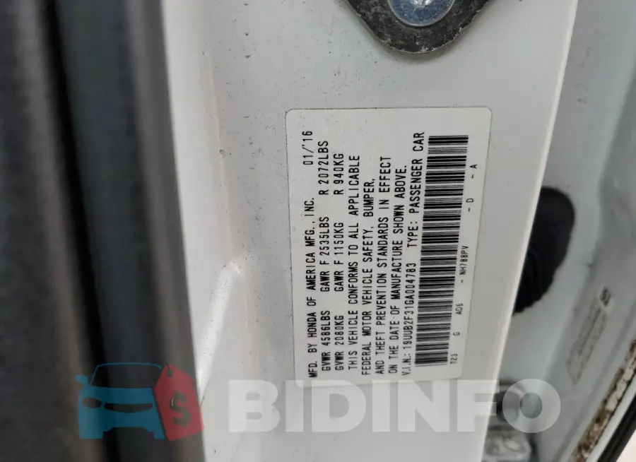 19UUB2F31GA004783 Photo# 12