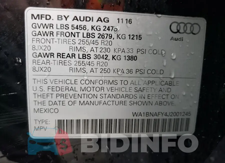 WA1BNAFY4J2001245 Photo# 14