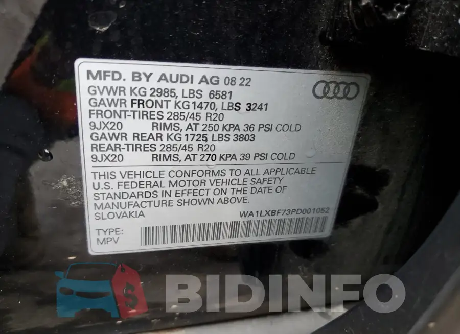 WA1LXBF73PD001052 Photo# 12