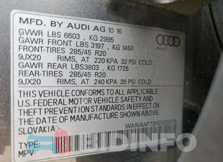 WA1VAAF73HD035076 Photo# 13