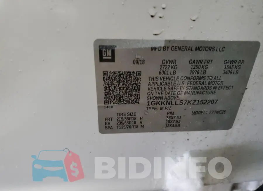 1GKKNLLS7KZ152207 Photo# 14