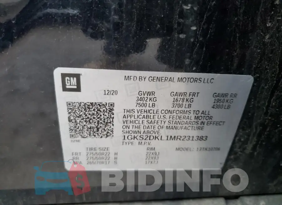 1GKS2DKL1MR231383 Photo# 13