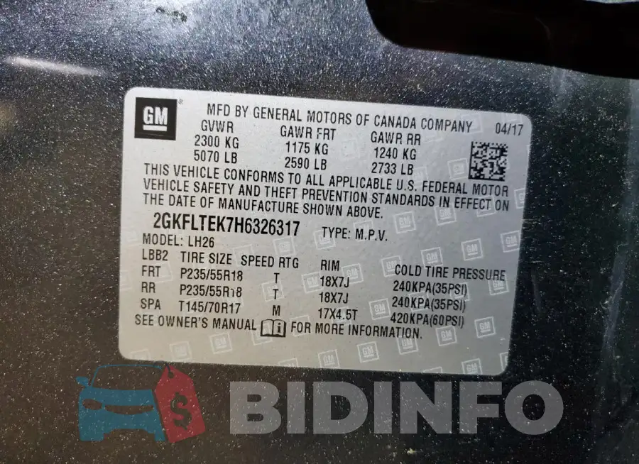 2GKFLTEK7H6326317 Photo# 13