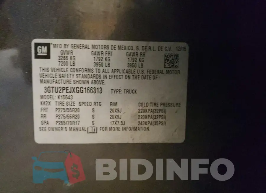 3GTU2PEJXGG166313 Photo# 13