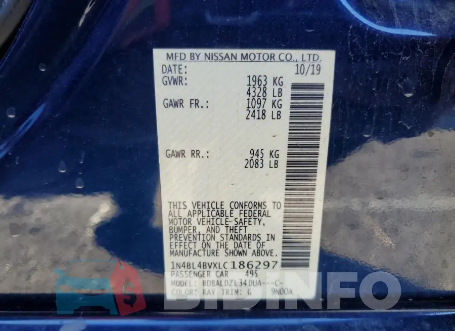 1N4BL4BVXLC186297 Photo# 12