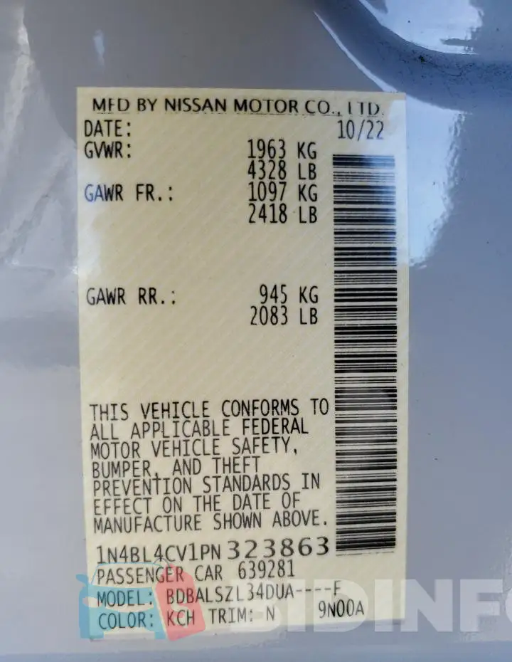 1N4BL4CV1PN323863 Photo# 13