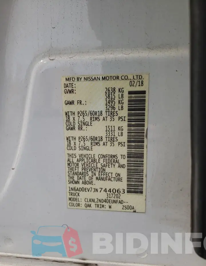 1N6AD0EV7JN744063 Photo# 12