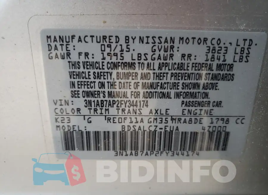 3N1AB7AP2FY344174 Photo# 12