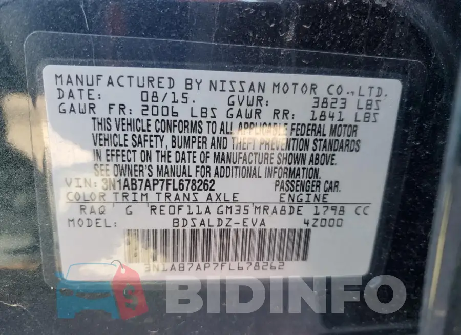 3N1AB7AP7FL678262 Photo# 12