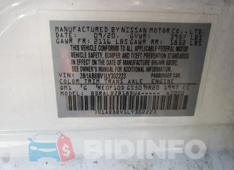 3N1AB8BV1LY302223 Photo# 12