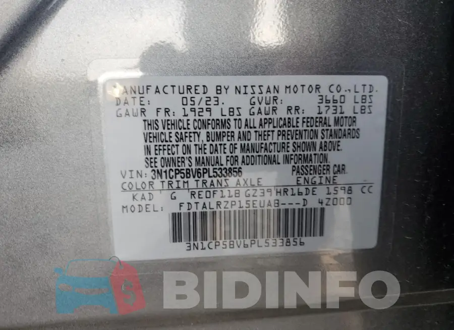 3N1CP5BV6PL533856 Photo# 12