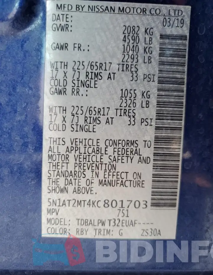 5N1AT2MT4KC801703 Photo# 14
