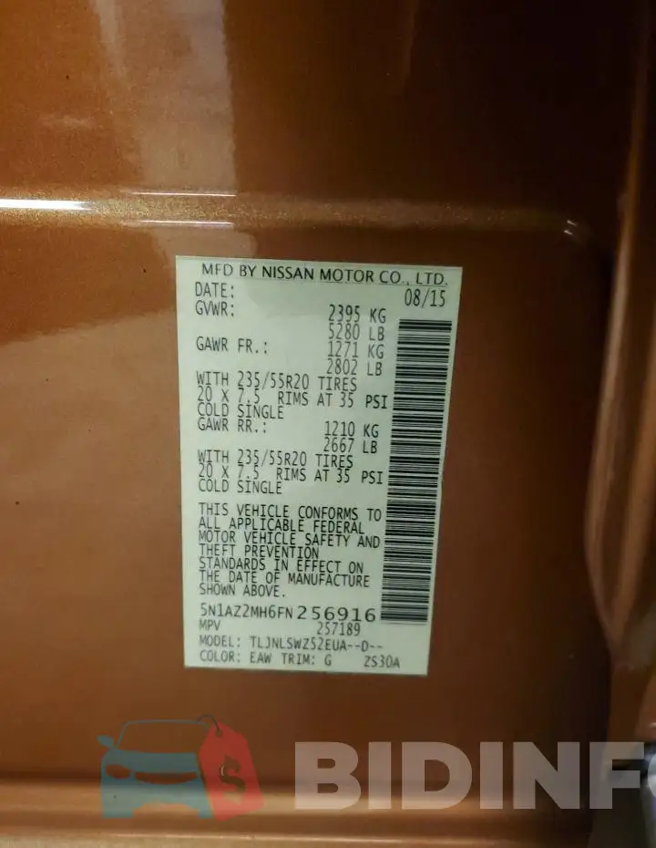 5N1AZ2MH6FN256916 Photo# 12