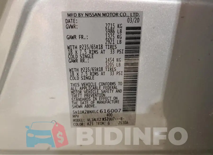 5N1DR2BNXLC616007 Photo# 14