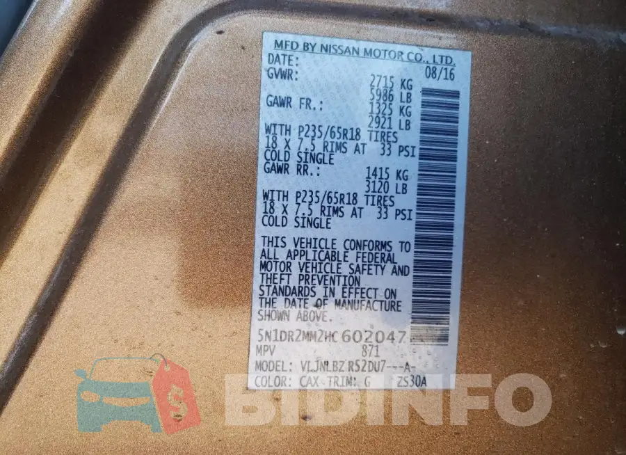 5N1DR2MM2HC602047 Photo# 12
