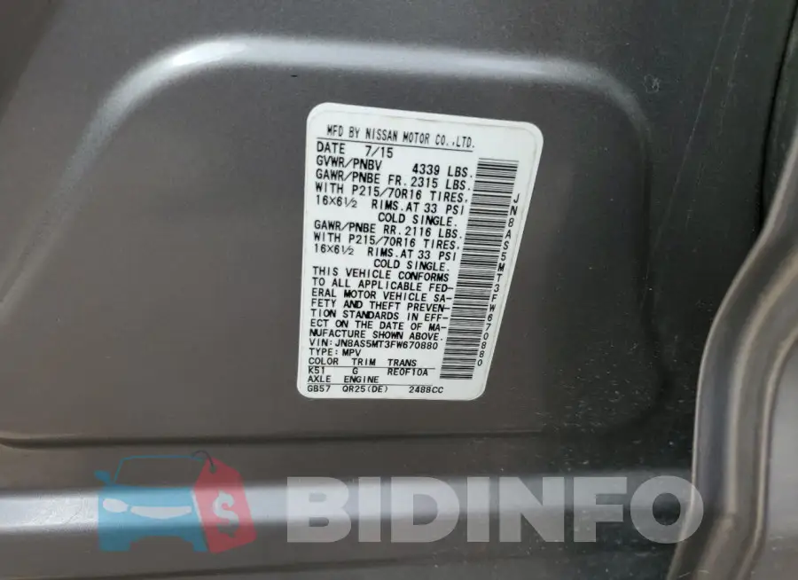 JN8AS5MT3FW670880 Photo# 13