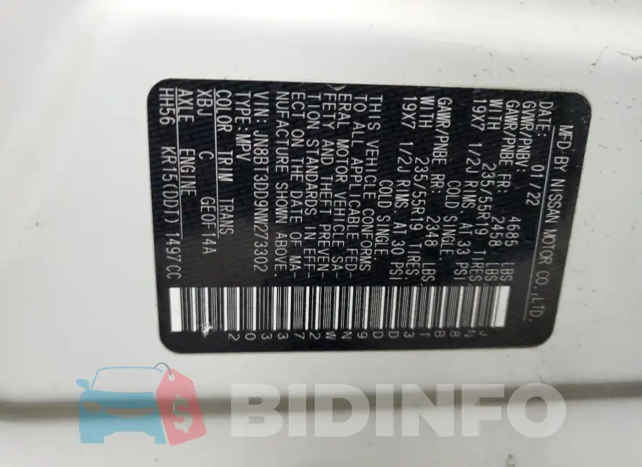 JN8BT3DD9NW273302 Photo# 12