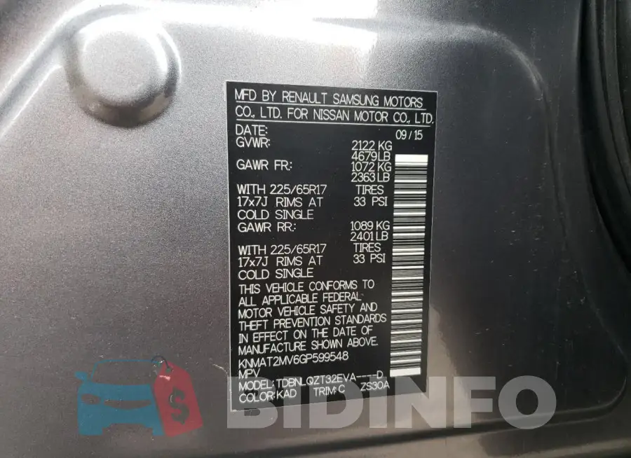 KNMAT2MV6GP599548 Photo# 14