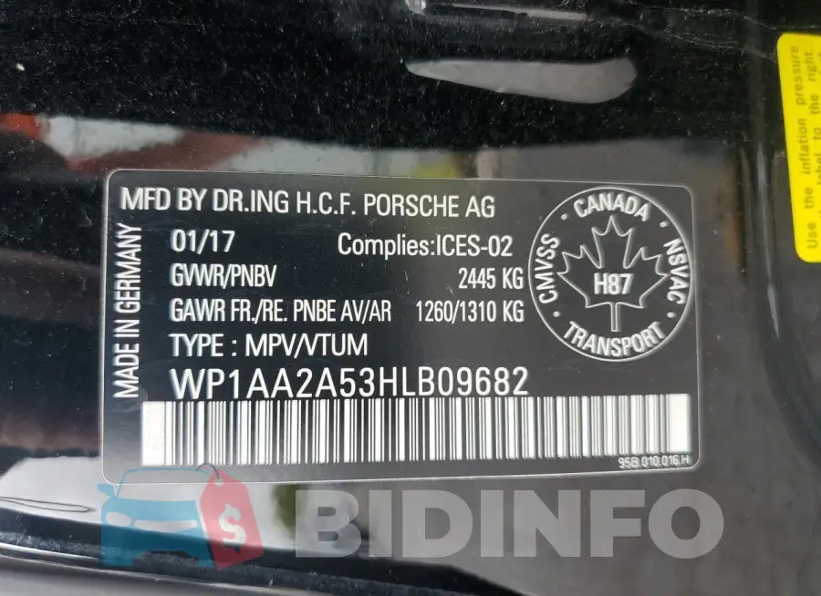 WP1AA2A53HLB09682 Photo# 13