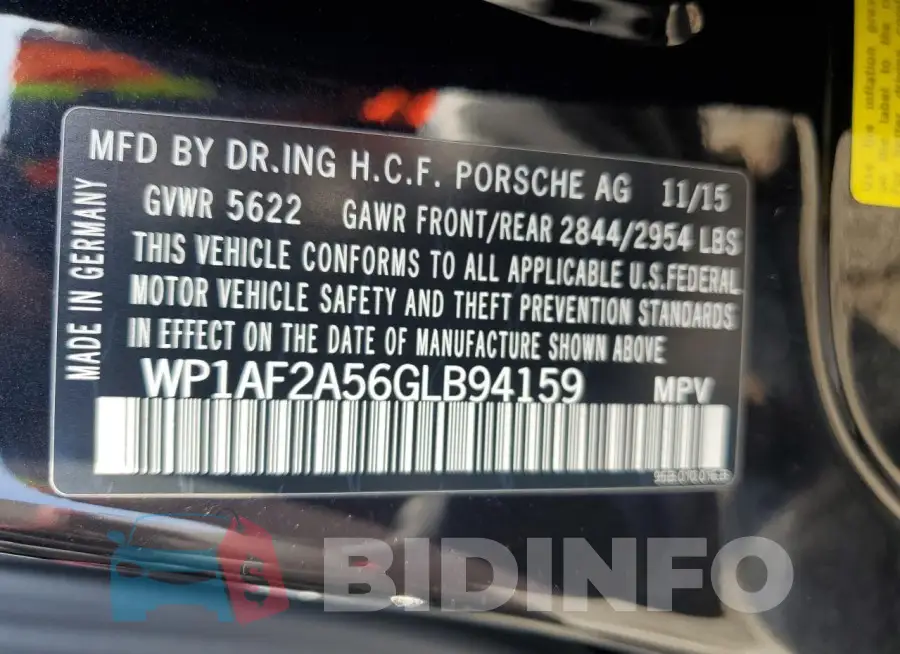 WP1AF2A56GLB94159 Photo# 12