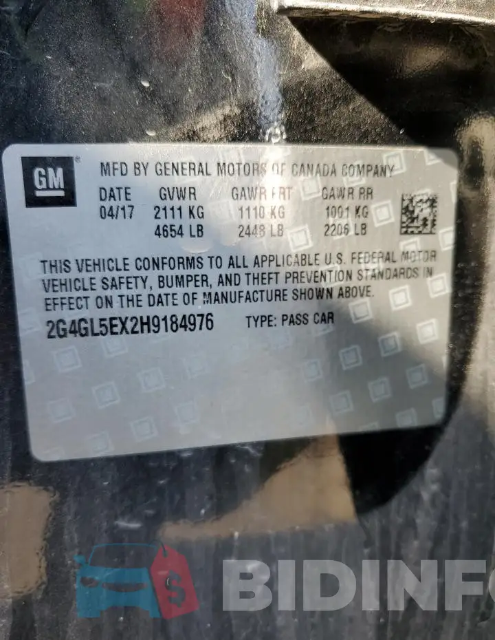 2G4GL5EX2H9184976 Photo# 12