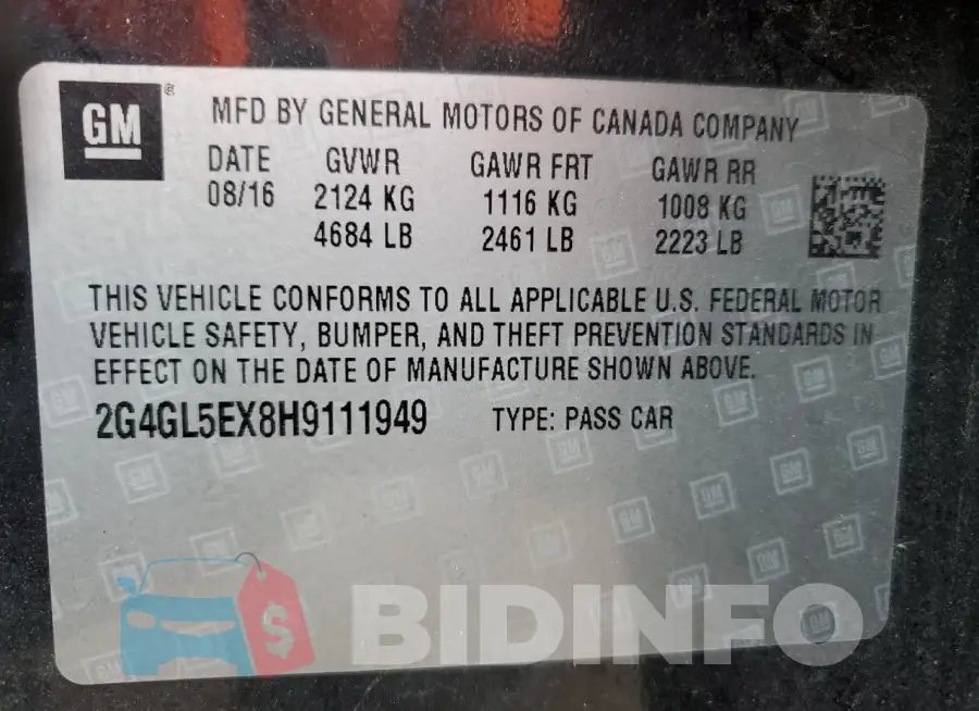 2G4GL5EX8H9111949 Photo# 12