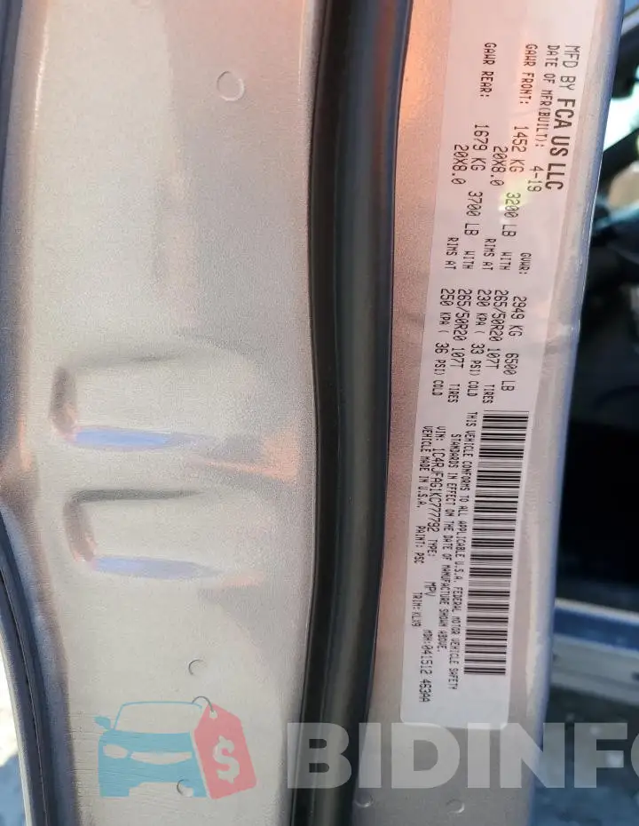 1C4RJFAG1KC777792 Photo# 14