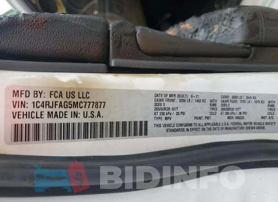 1C4RJFAG5MC777877 Photo# 12