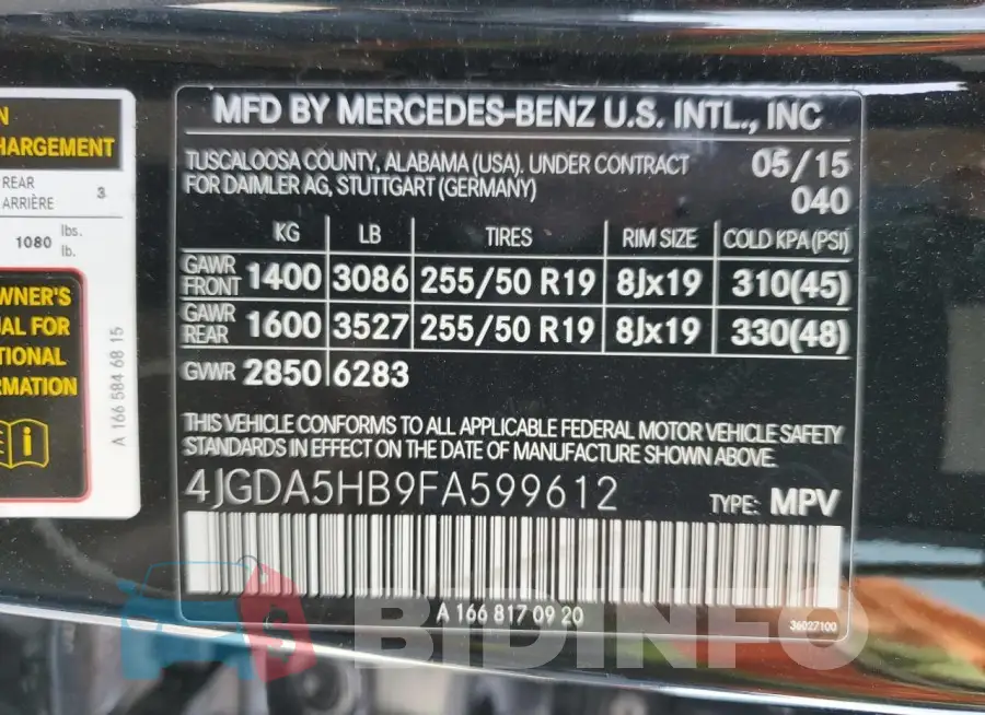 4JGDA5HB9FA599612 Photo# 12