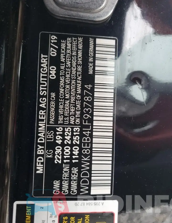 WDDWK8EB4LF937874 Photo# 13