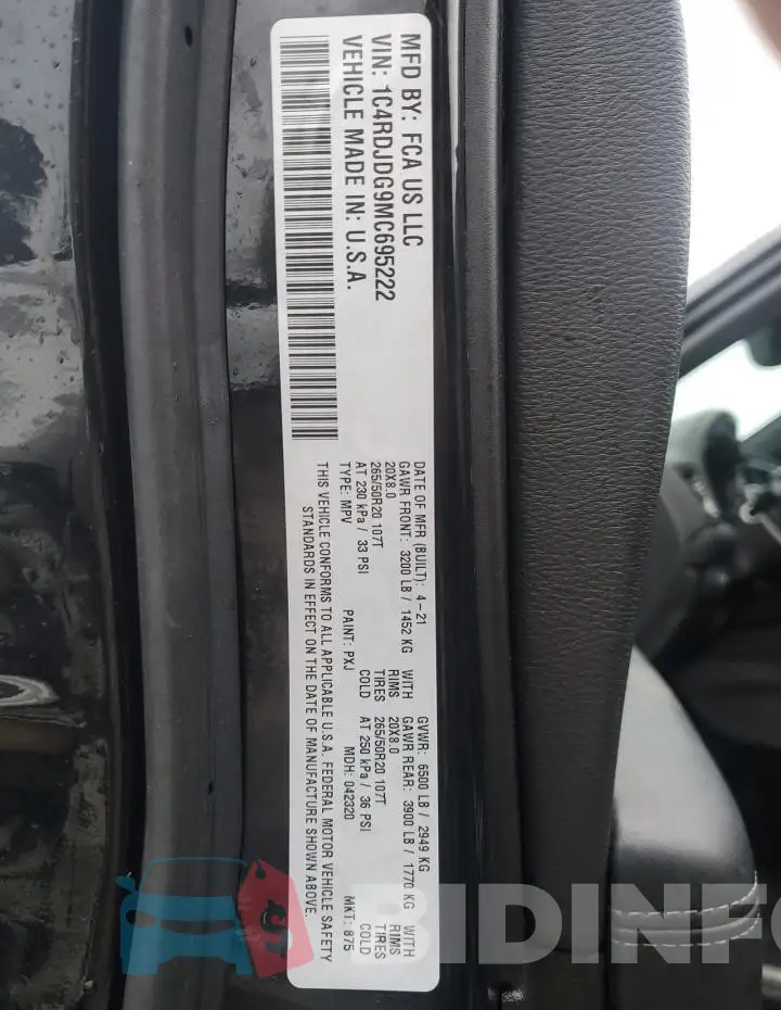 1C4RDJDG9MC695222 Photo# 13