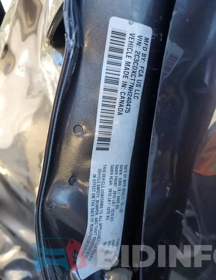 2C3CDXCT7NH240475 Photo# 12
